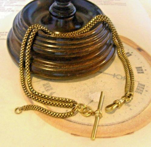 Victorian Pocket Watch Chain 1890s Antique Brass Double Albert With T Bar (1 of 11) Victorian Pocket Watch Chain 1890s Antique Brass Double Albert With T Bar (1 of 11)