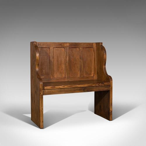 Antique Two Seat Settle, English, Oak, Pine, Ecclesiastic, Pew, Bench, Victorian (1 of 10)