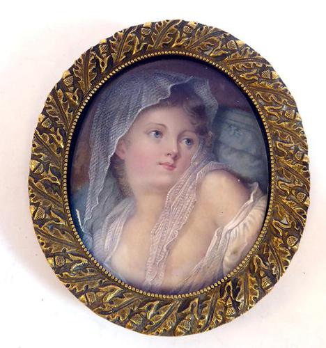 After Jean-Baptiste Greuze - Fine Gilt Mounted Portrait Miniature 19th Century (1 of 6)