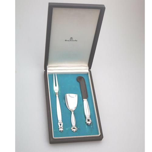 Good Sterling Solid Silver Georg Jensen Acorn Serving Set c.1945+ (1 of 6) Good Sterling Solid Silver Georg Jensen Acorn Serving Set c.1945+ (1 of 6)