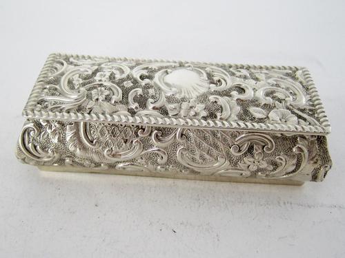 Late Victorian Rectangular Silver Jewellery or Trinket Box (1 of 6)