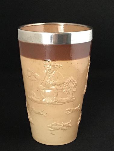 Doulton Lambeth Silver Rim Beaker. (1 of 3) Doulton Lambeth Silver Rim Beaker. (1 of 3)