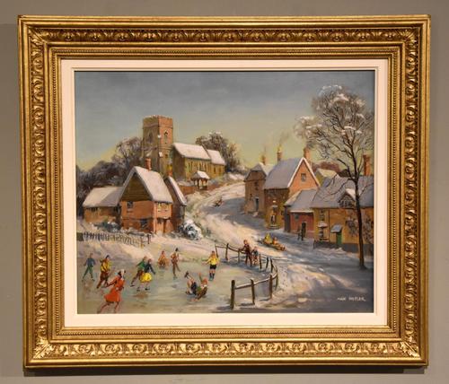 Oil Painting by Max Hofler "The Frozen Pond" (1 of 6)