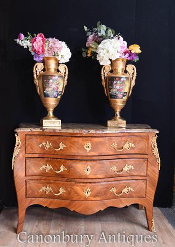 French Chest of Drawers - Antique Kingwood Bombe Commode (1 of 5)