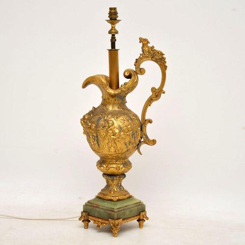 Large Antique Gilt Metal Flagon Lamp (1 of 10) Large Antique Gilt Metal Flagon Lamp (1 of 10)