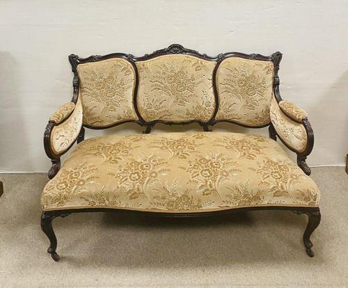 Antique Victorian Mahogany Upholstered 2 Seater Couch (1 of 5)