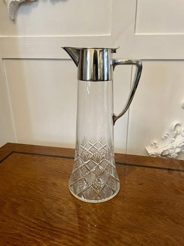 Antique Edwardian Quality Cut Glass & Silver Plated Claret Jug (1 of 6) Antique Edwardian Quality Cut Glass & Silver Plated Claret Jug (1 of 6)