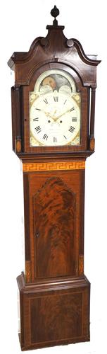 19th Century English Longcase Clock in Mahogany Painted Moon Roller Dial 8-Day Signed Martin Clayton (1 of 5)