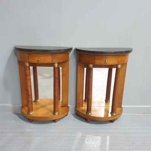 Quality Pair of French Empire Walnut Console Hall Tables (1 of 8) Quality Pair of French Empire Walnut Console Hall Tables (1 of 8)