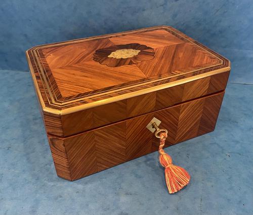 19th Century French Angle Cut Tulipwood Jewellery Box (1 of 10)