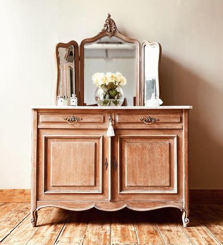 French Antique Washstand / Sideboard / Cupboard Vanity with Marble (1 of 7)