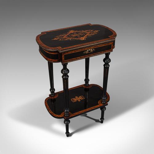 Antique Napoleon III Side Table, French, Etagere, Burr Walnut, Sewing c.1870 (1 of 12)