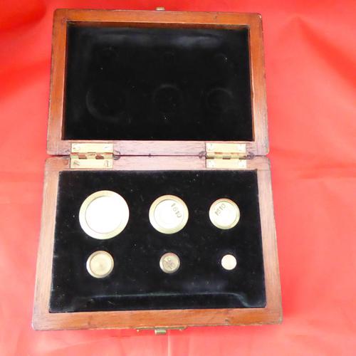 Mahogany Cased Brass Scale Weights (1 of 2) Mahogany Cased Brass Scale Weights (1 of 2)