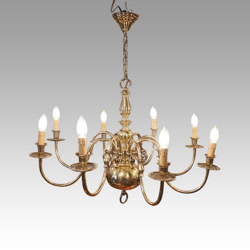 1930’s Dutch Brass Chandelier 8 Light (1 of 8) 1930’s Dutch Brass Chandelier 8 Light (1 of 8)