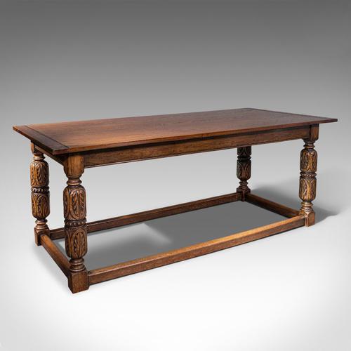 Antique Refectory Table, English, Oak, Dining, Jacobean Revival, Edwardian c.1910 (1 of 12)