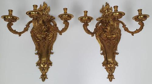 Pair of 20th Century Large Brass Wall Candelabra (1 of 4) Pair of 20th Century Large Brass Wall Candelabra (1 of 4)
