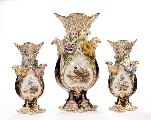 Late 19th Century Trio of Coalport Coalbrookdale Vases (1 of 4)