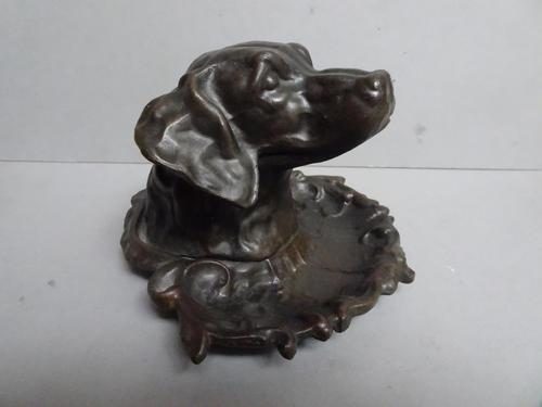 Antique Bronze Inkwell - Dog's Head (1 of 6)