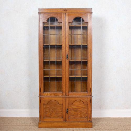 Oak Leaded Glazed Bookcase Arts & Crafts (1 of 10) Oak Leaded Glazed Bookcase Arts & Crafts (1 of 10)