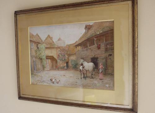 Antique Original 19th Century Watercolour - Groom with Horse - 1894 - poss. J F Pasmore 1820-1881 (1 of 6)