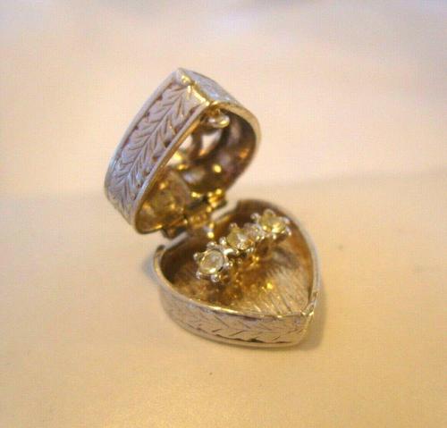 Vintage Silver Engagement Ring Heart Opening Charm 1960s For Ladies Bracelet (1 of 11)