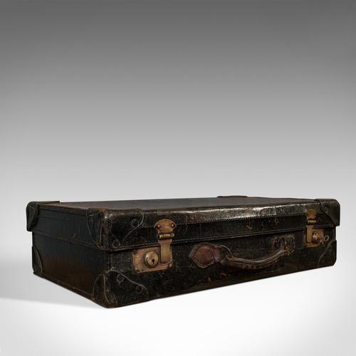 Antique Suitcase, English, Leather, Travel, Salesman, Officer, Case, Edwardian (1 of 10)