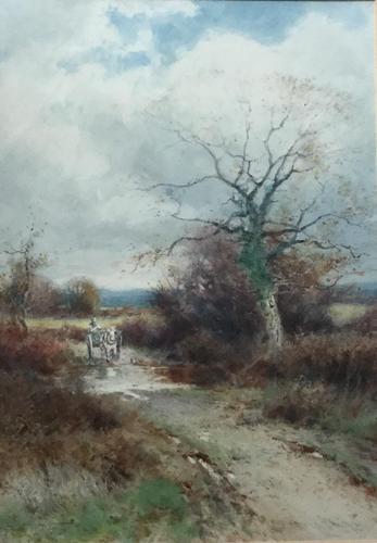 Henry John Sylvester Stannard Watercolour ‘ Farmer on Horse in Country Landscape’ (1 of 2)