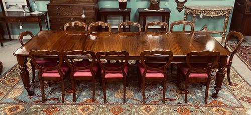 Antique Victorian Mahogany Dining Room Table & Set of 12 Victorian Mahogany Dining Room Chairs (1 of 6)