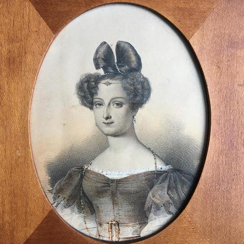 Small Hand Tinted Engraving of a Woman Sporting a Very Fine Apollo Knot (1 of 10)