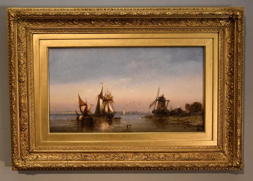 Oil Painting by Charles John de Lacy "Shipping in a Calm" (1 of 5)