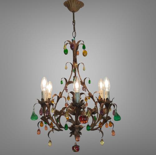Murano Glass a Fruit Venetian 6 Arm Toleware Ceiling Light Chandelier (1 of 9) Murano Glass a Fruit Venetian 6 Arm Toleware Ceiling Light Chandelier (1 of 9)