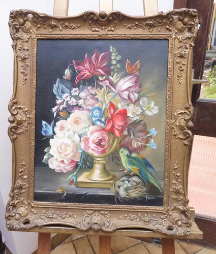 Oil on Canvas Still Life with Parakeet Artist George Rennie (1 of 11) Oil on Canvas Still Life with Parakeet Artist George Rennie (1 of 11)