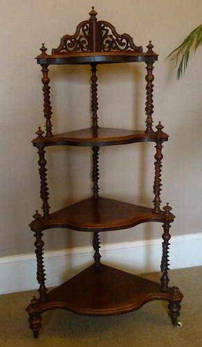 A Victorian figured walnut corner whatnot (1 of 5)