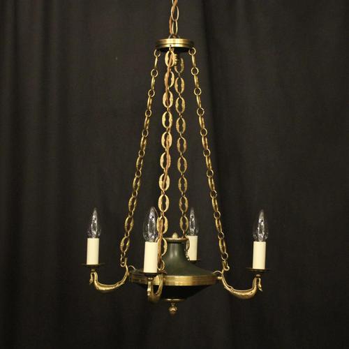 French Gilded Brass Empire 4 Light Chandelier (1 of 10) French Gilded Brass Empire 4 Light Chandelier (1 of 10)