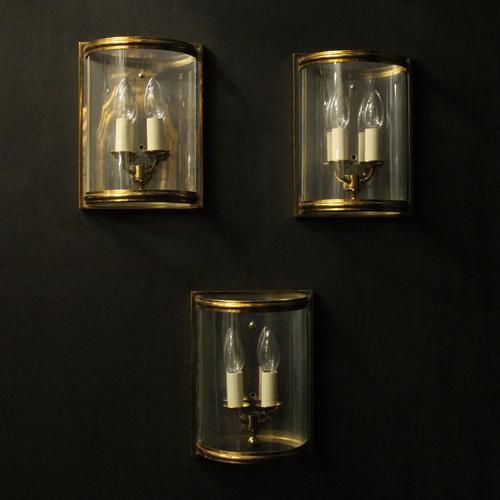 French Set of 3 Gilded Convex Half Lanterns (1 of 10)