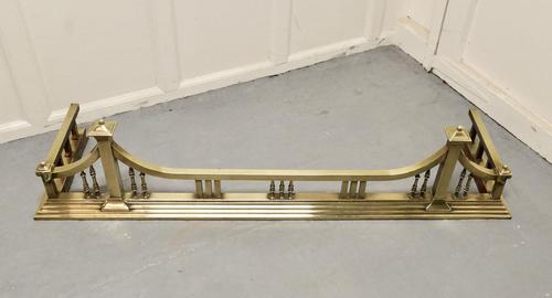 Large Victorian Arts & Crafts Brass Fender & Tools (1 of 6) Large Victorian Arts & Crafts Brass Fender & Tools (1 of 6)