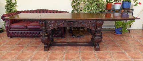 Carved Country Oak Draw Leaf Table 9 Foot Length 1780 (1 of 21)