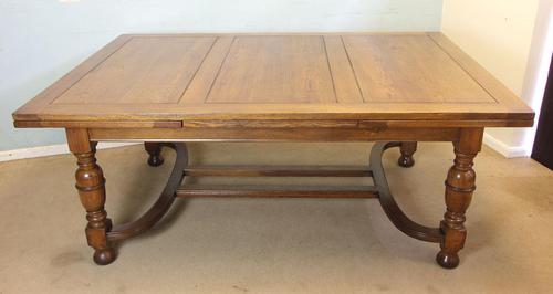 Large Antique Oak Extending Drawleaf Dining Table (1 of 15)