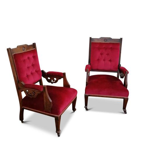 Two Arts & Crafts Fireside Chairs on Castors (1 of 13)