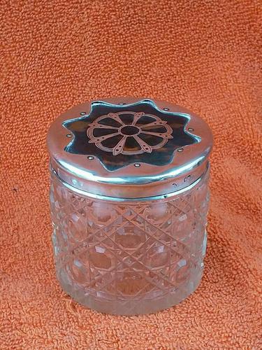 Antique Sterling Silver Hallmarked Cut Glass Faux Tortoise Shell Jar C1897 London (1 of 8)