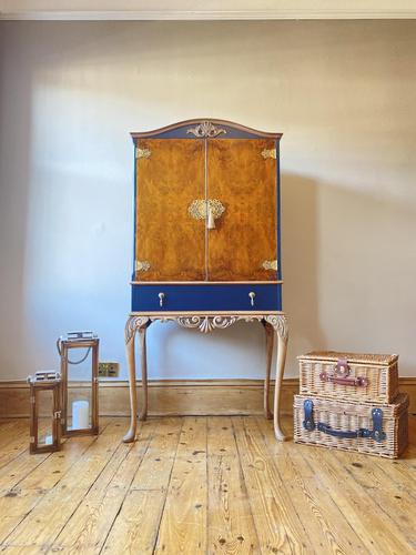 Vintage Burr Walnut Louis XV Style Drinks Cabinet (1 of 12)