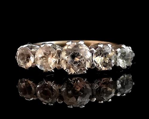 Antique paste half hoop ring, 9ct gold and silver (1 of 13) Antique paste half hoop ring, 9ct gold and silver (1 of 13)