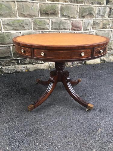 Mahogany Leather Top Drum Table (1 of 9) Mahogany Leather Top Drum Table (1 of 9)
