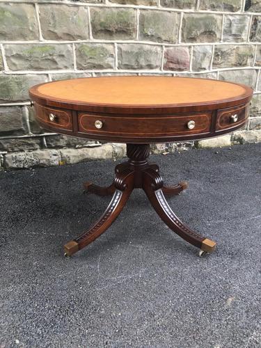 Mahogany Leather Top Drum Table (1 of 9)