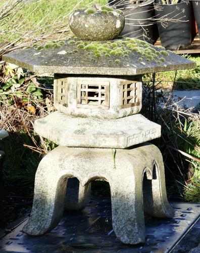 Weather Worn Granite Pagoda Garden Ornament Lantern (1 of 3)