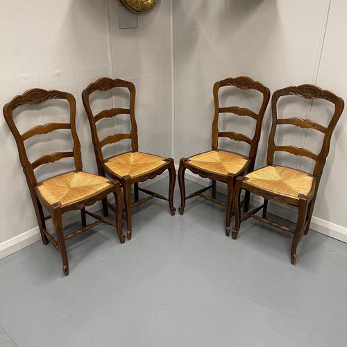 Set of Four French Oak & Rush Seat Chairs (1 of 6)