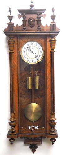 Gustav Becker Antique Walnut & Ebonised 8-day Twin Weight Striking Vienna Regulator Wall Clock (1 of 14)