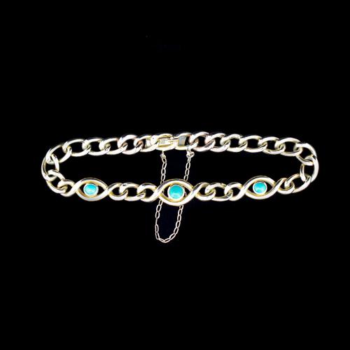 Antique Turquoise Curb Link 15ct Gold Bracelet Edwardian Victorian (1 of 8) Antique Turquoise Curb Link 15ct Gold Bracelet Edwardian Victorian (1 of 8)