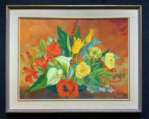 Stunning Original 1960s Vintage / Retro Floral Still Life Oil on Canvas Painting (1 of 11)