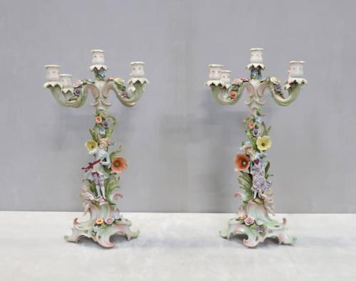 Pair of German Saxony Porcelain Candelabra (1 of 13) Pair of German Saxony Porcelain Candelabra (1 of 13)